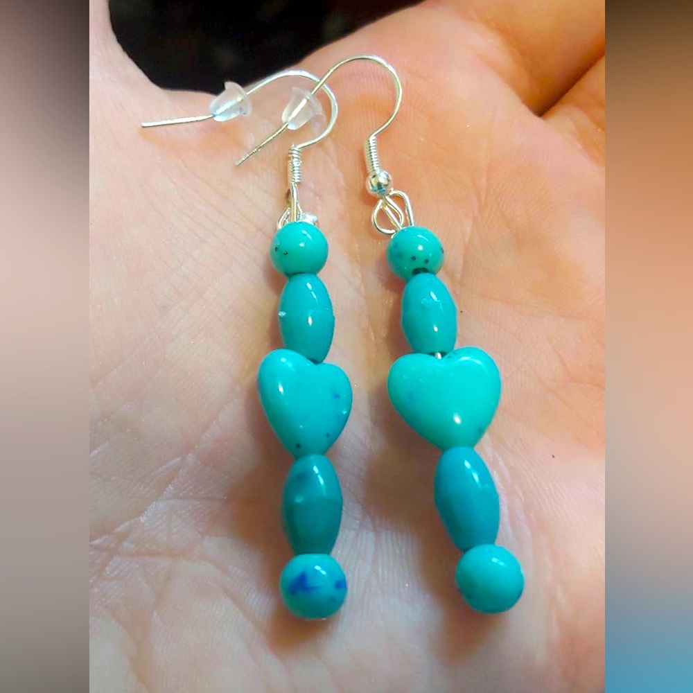 Blue colored earrings, new and homemade